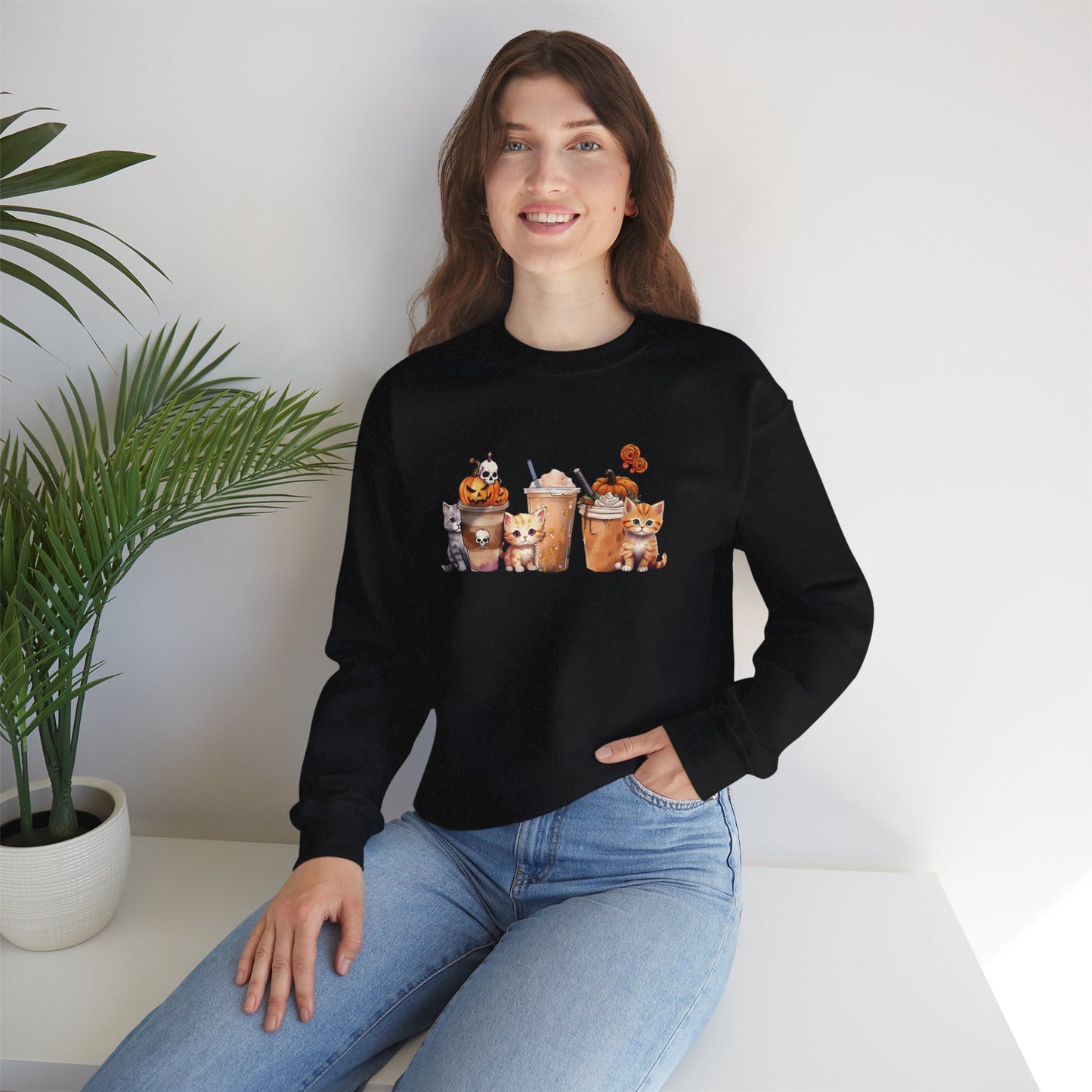 Coffee & Cats Unisex Heavy Blend Crewneck Sweatshirt
