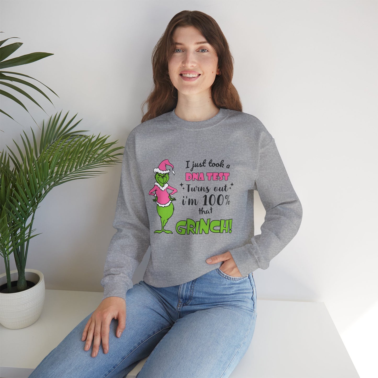 I Just Took a DNA Test Turns Out I'm 100% That Grinch Unisex Heavy Blend Crewneck Sweatshirt