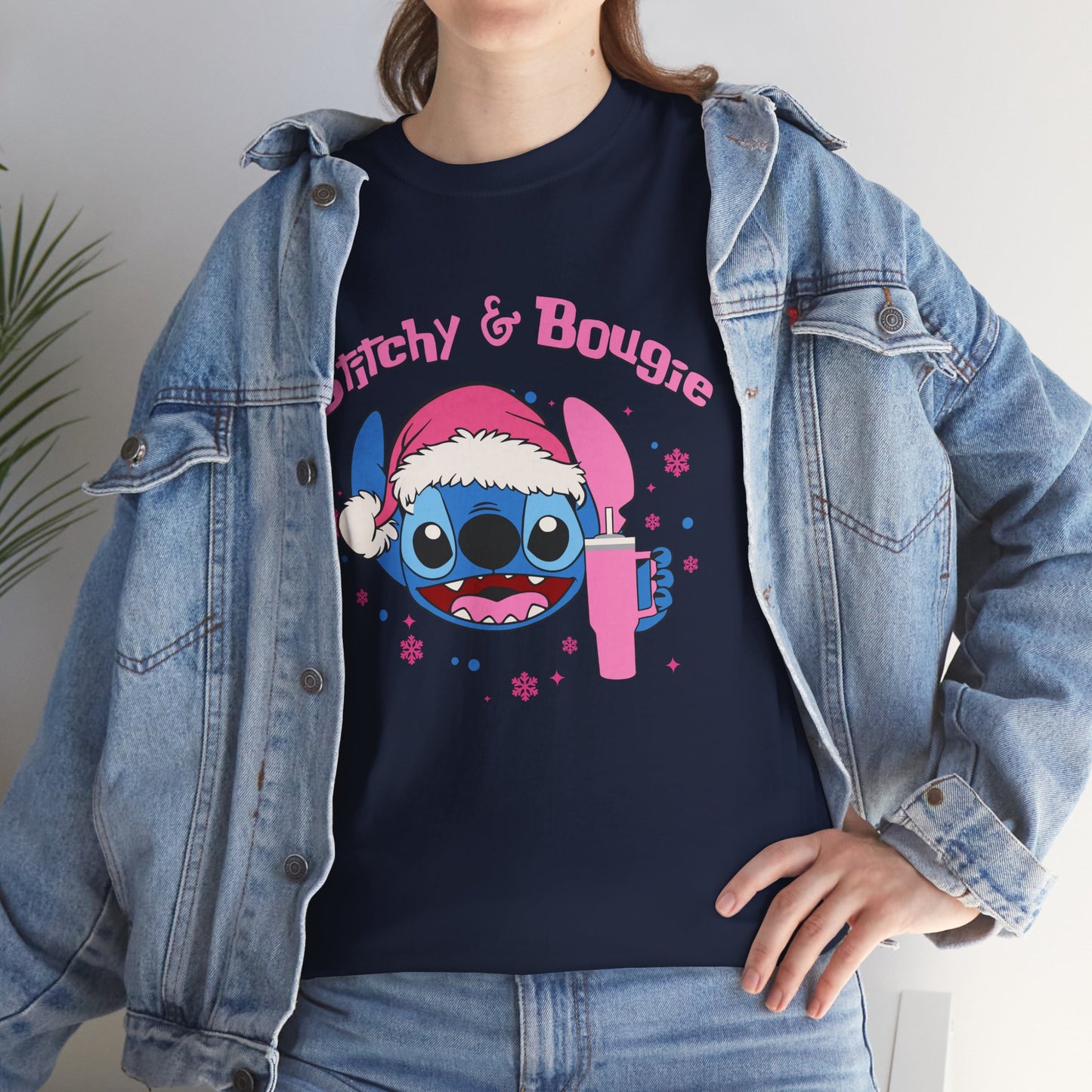 Stitchy & Bougie Christmas T-Shirt – Cute Holiday Women’s Heavy Cotton Tee