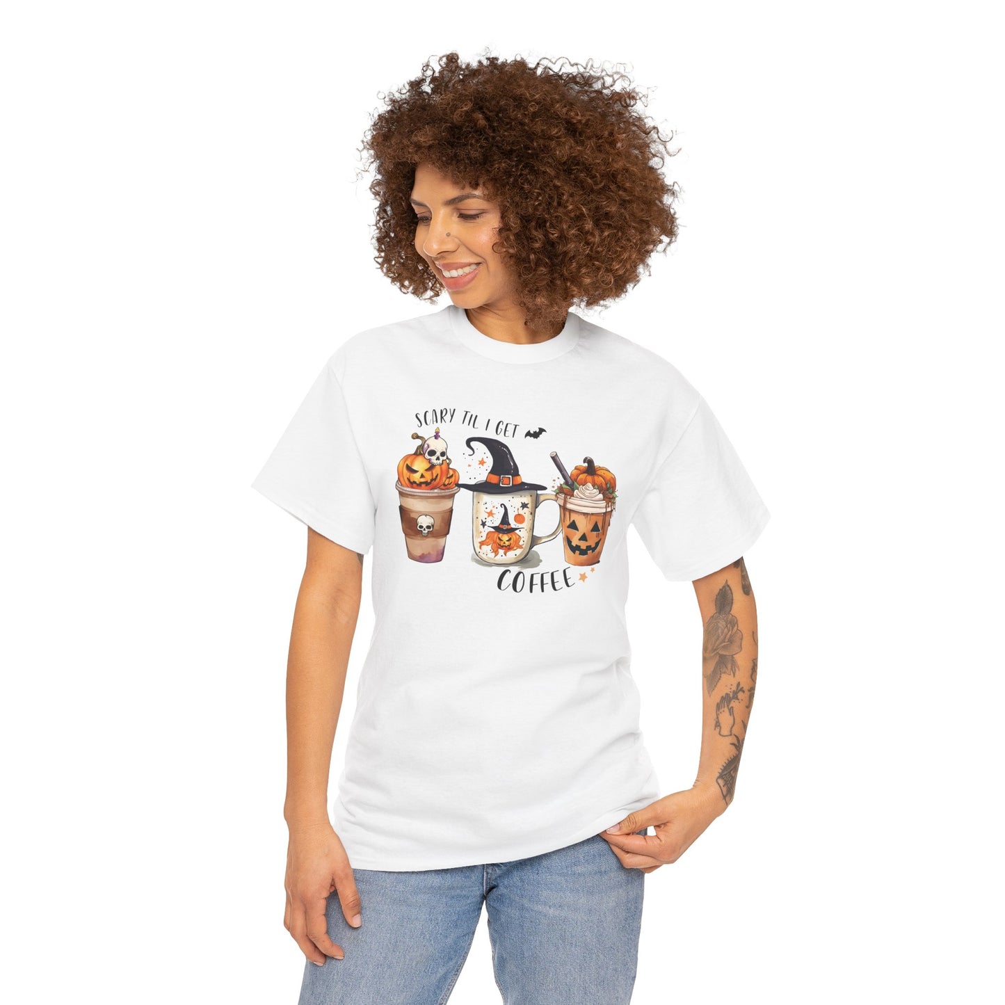 Scary Till I Get My Coffee II Unisex Heavy Cotton T-Shirt