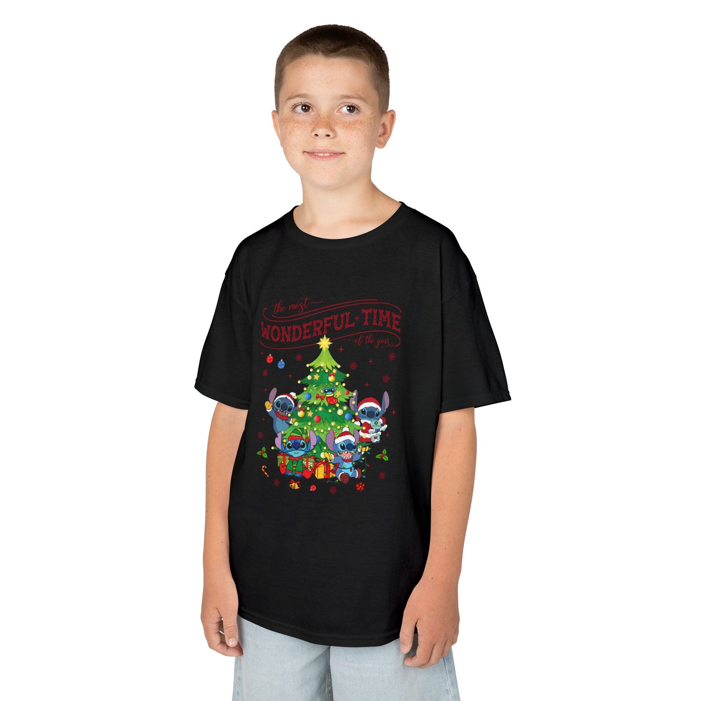 The Most Wonderful Time of the Year Kids Christmas Tee – Cute Holiday Characters Festive Kids Heavy Cotton T-Shirt