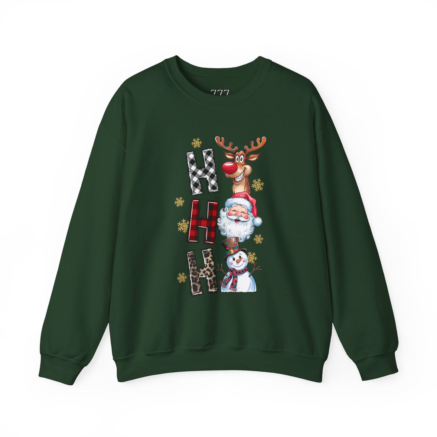 HO HO HO Christmas Unisex Heavy Blend Crewneck Sweatshirt – Santa, Reindeer & Snowman Holiday Sweater