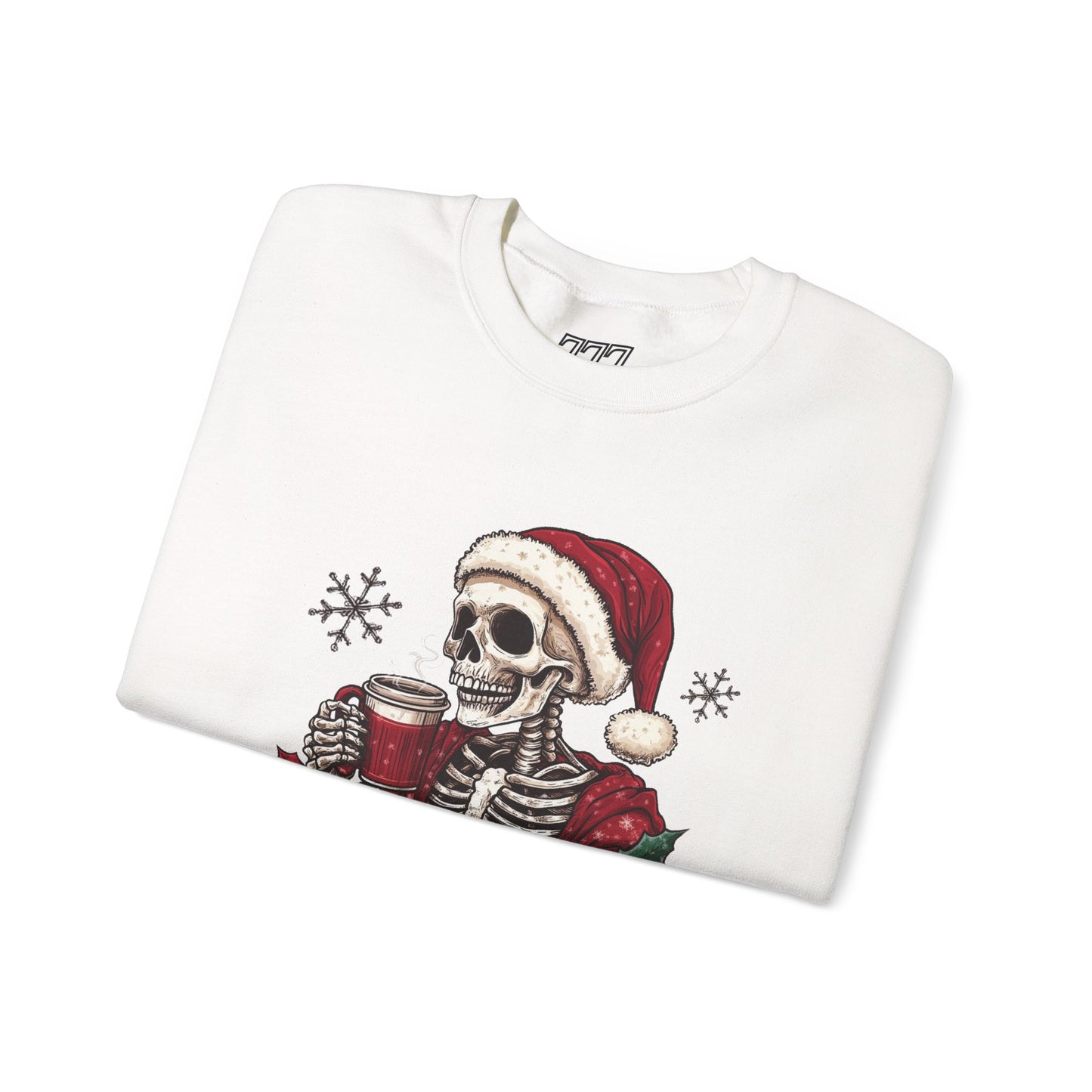 Freezing To Death Skeleton Christmas Crewneck – Funny Holiday Unisex Sweatshirt, Winter Coffee Xmas Pullover