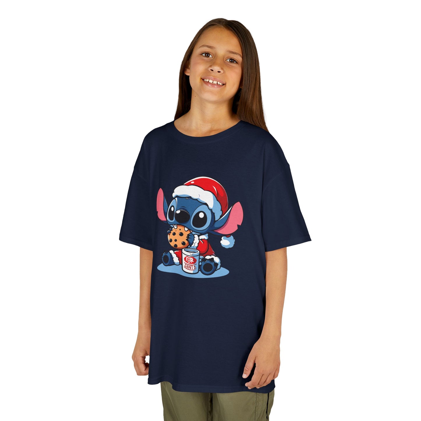 Saint Stitch Christmas Kids T-Shirt – Cute Holiday Alien Heavy Cotton Tee