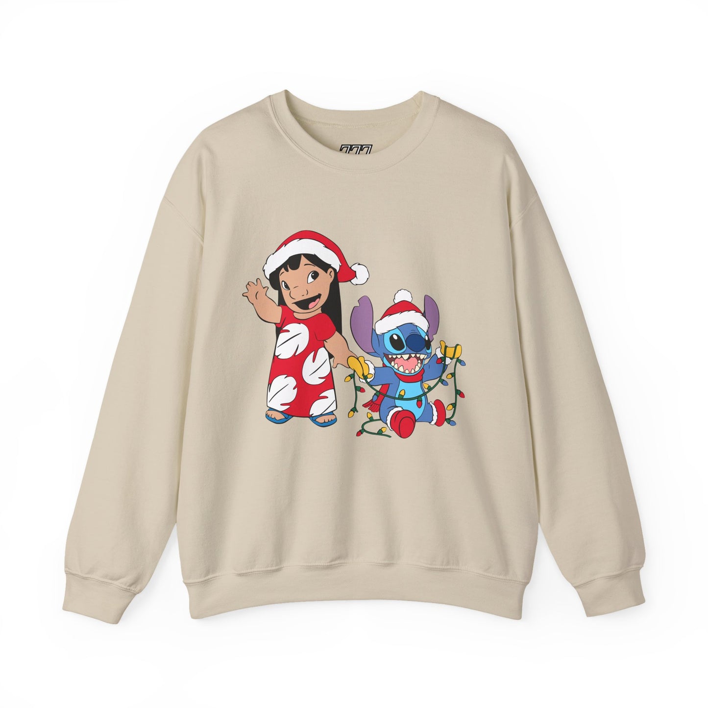 Island Holiday Duo Unisex Christmas Crewneck Sweatshirt – Festive Blue Alien & Girl Holiday Sweater
