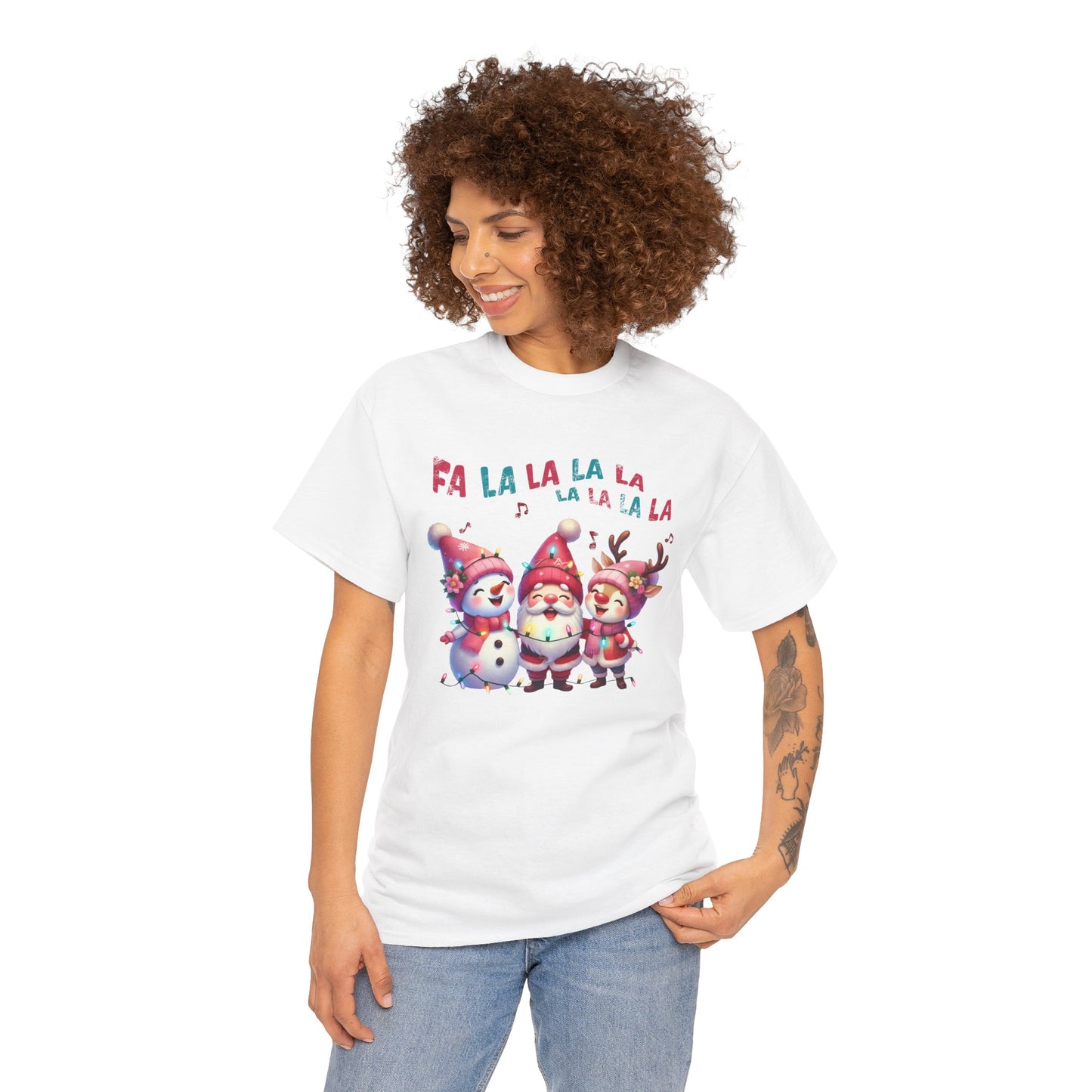 Festive Caroling Trio Unisex T-Shirt – Cute Santa, Snowman & Reindeer Holiday Shirttton T-Shirt