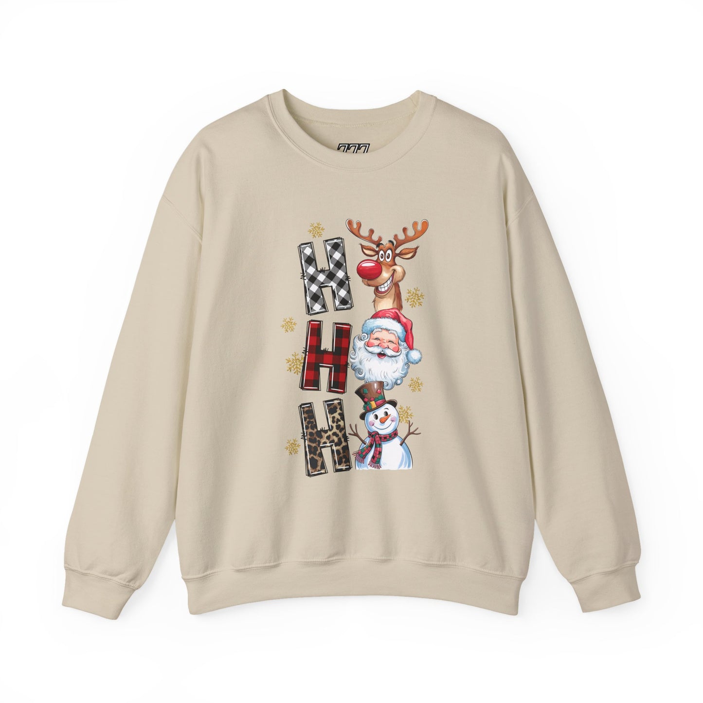 HO HO HO Christmas Unisex Heavy Blend Crewneck Sweatshirt – Santa, Reindeer & Snowman Holiday Sweater