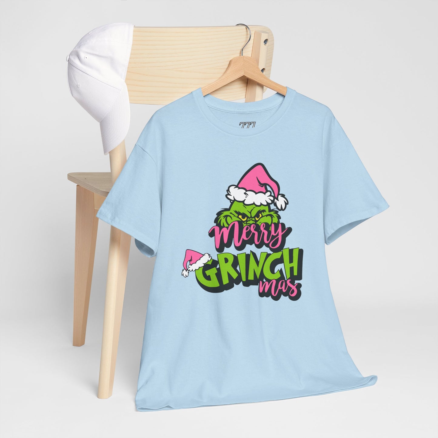 Merry Grinchmas Funny Christmas Grinch-Inspired Holiday Tee – Pink Santa Festive Unisex Heavy Cotton T-Shirt