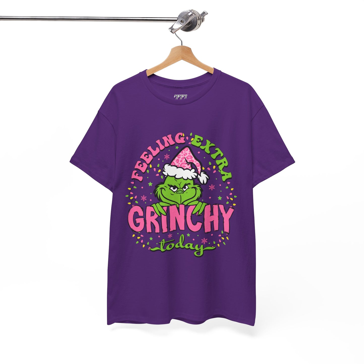 Feeling Extra Grinchy Today Funny Christmas Grinch-Inspired Holiday Tee – Pink Santa Festive Unisex Heavy Cotton T-Shirt
