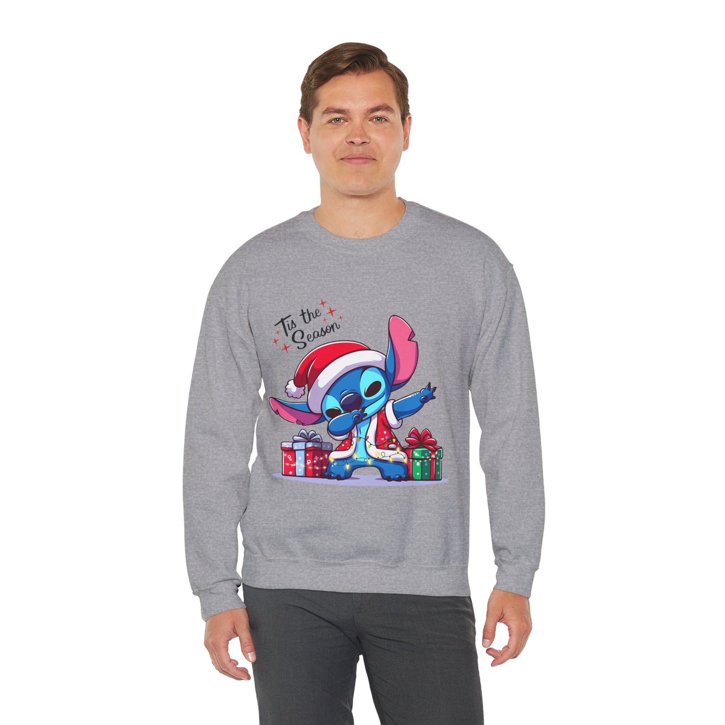 Tis the Season Blue Alien Christmas Unisex Heavy Blend Crewneck Sweatshirt – Cute Holiday Sweater