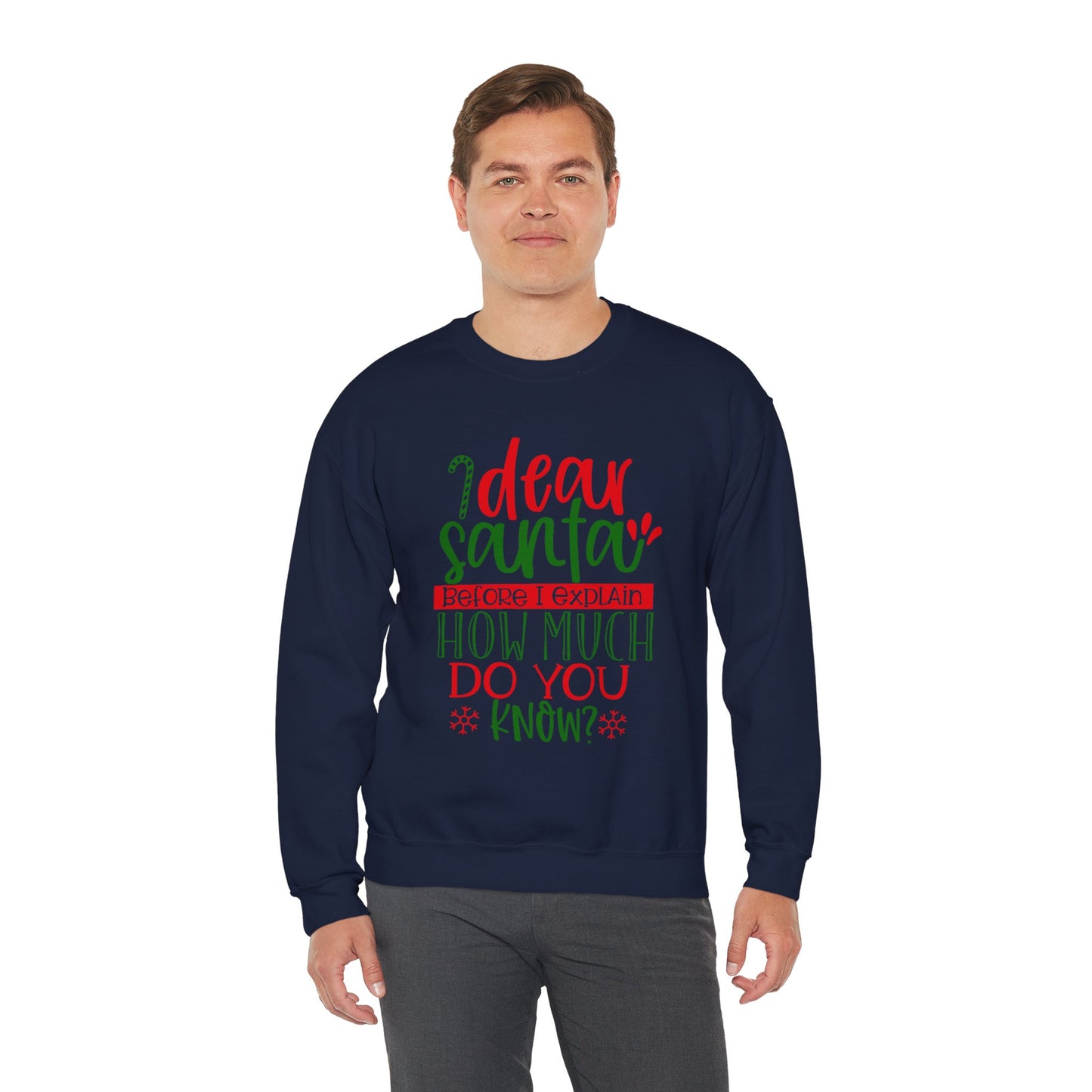 Dear Santa, Before I Explain How Much Do You Know? Unisex Heavy Blend Crewneck Sweatshirt