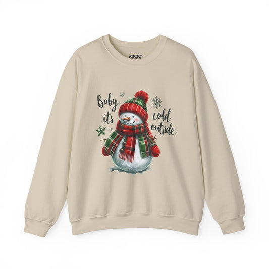 Baby It’s Cold Outside Christmas Unisex Heavy Blend Crewneck Sweatshirt – Cute Snowman Holiday Sweater