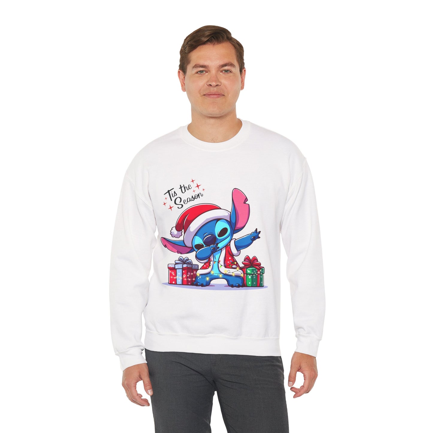 Tis the Season Blue Alien Christmas Unisex Heavy Blend Crewneck Sweatshirt – Cute Holiday Sweater