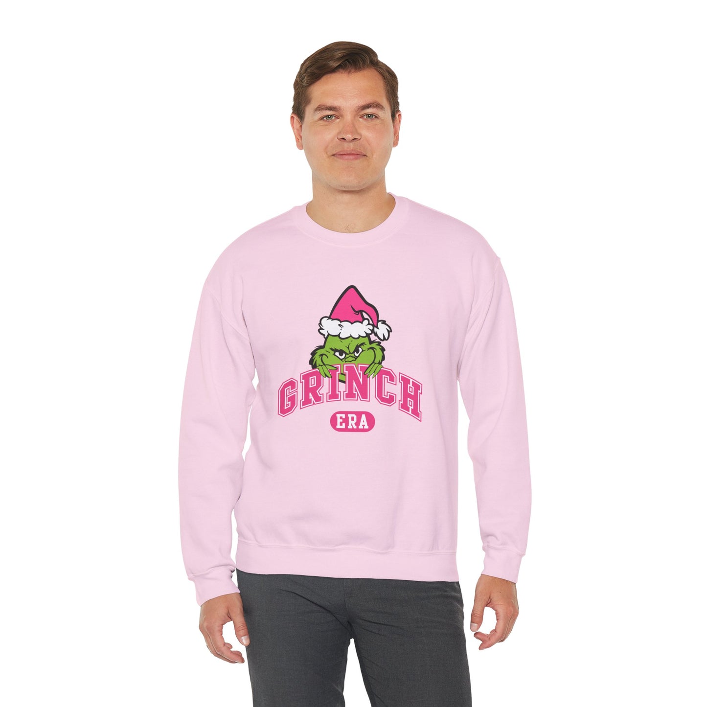 Grinch Era Christmas Crewneck – Cozy Pink Santa Grinch Sweatshirt (Unisex)