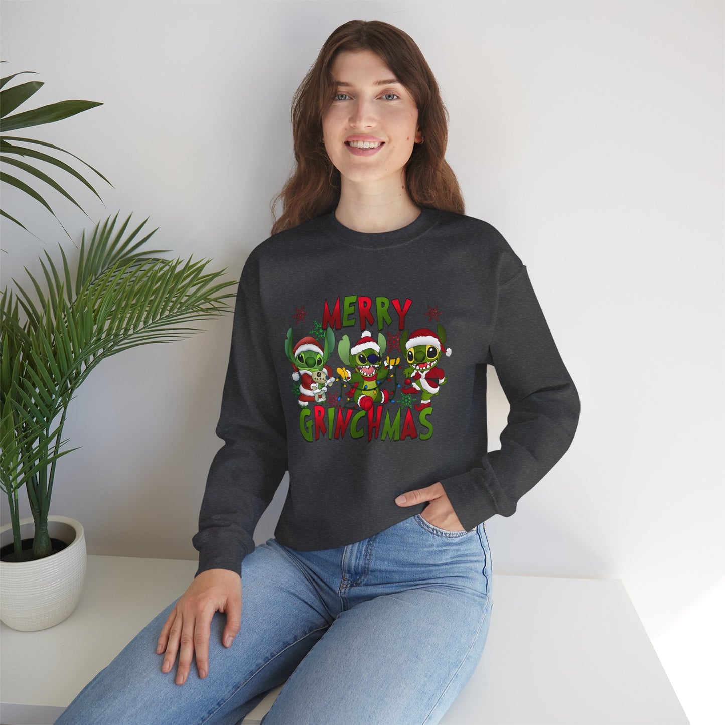 Merry Grinchmas Sweatshirt – Funny Christmas Unisex Heavy Blend Holiday Crewneck