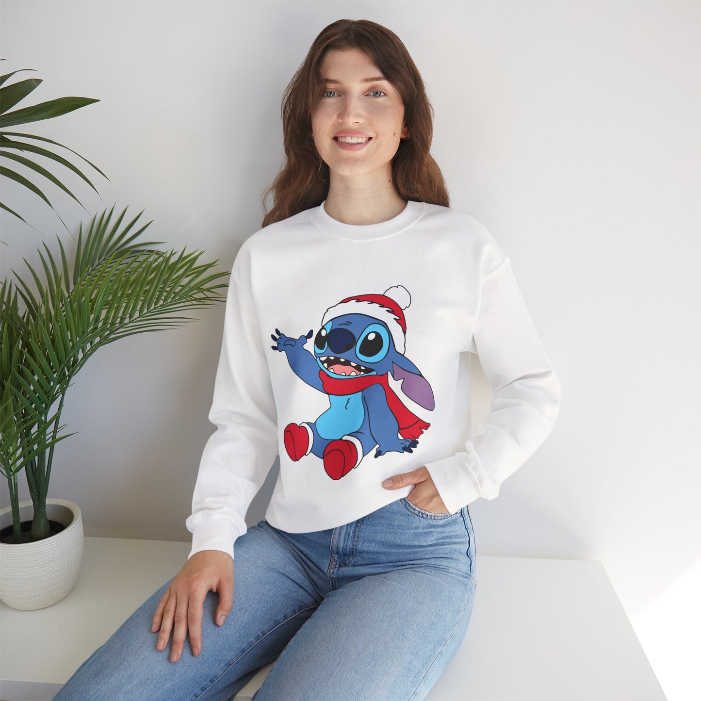 Jolly Alien Christmas Crewneck – Cute Blue Alien Holiday Sweatshirt (Unisex)