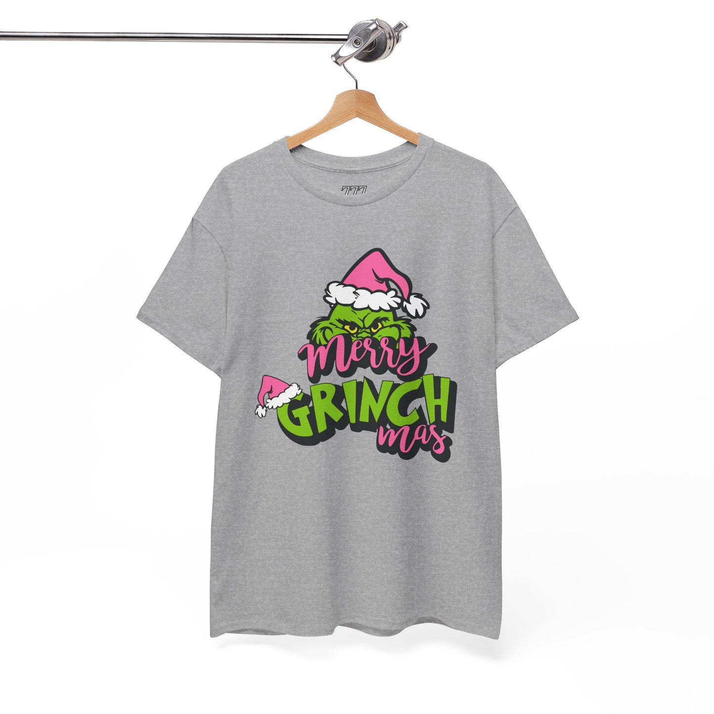 Merry Grinchmas Funny Christmas Grinch-Inspired Holiday Tee – Pink Santa Festive Unisex Heavy Cotton T-Shirt
