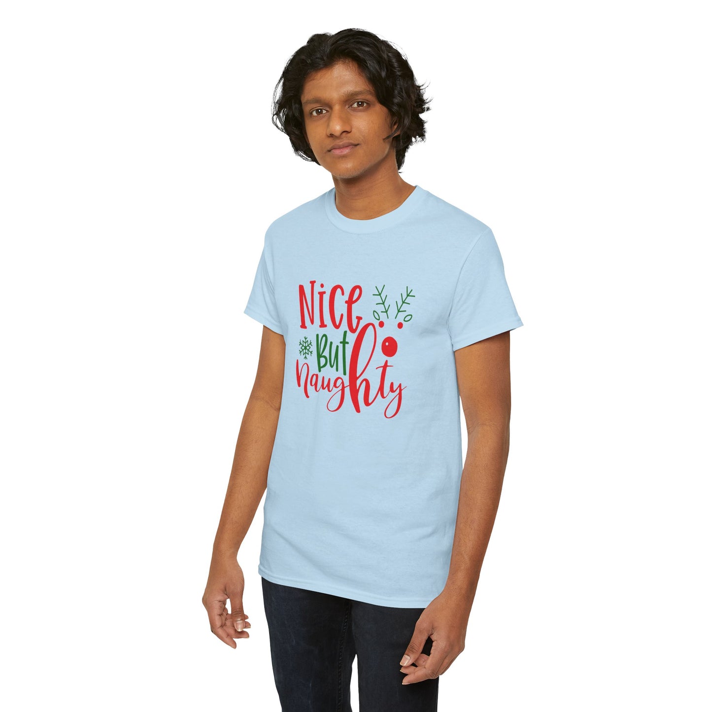 Nice But Naughty T-Shirt – Cute & Sassy Christmas Unisex Heavy Cotton Tee