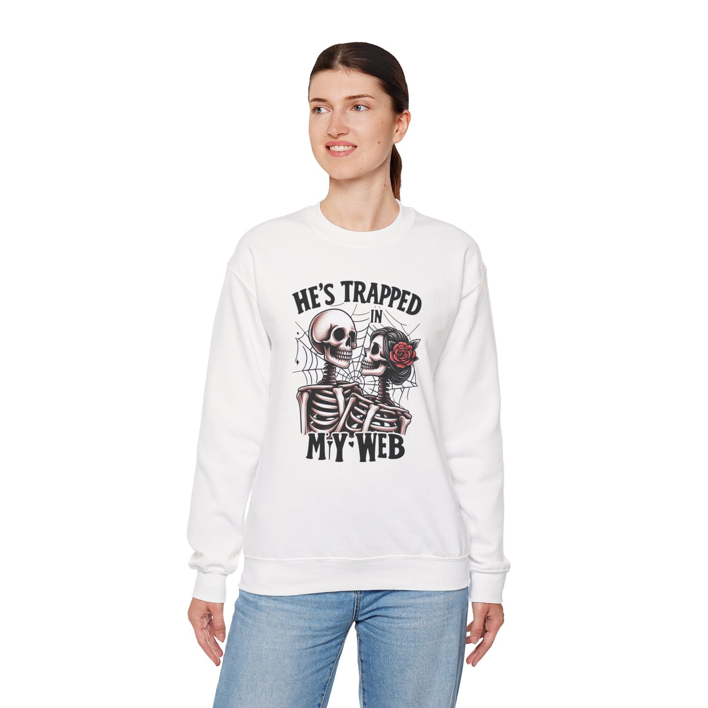 He's Trapped In My Web Women's Heavy Blend Crewneck Sweatshirt