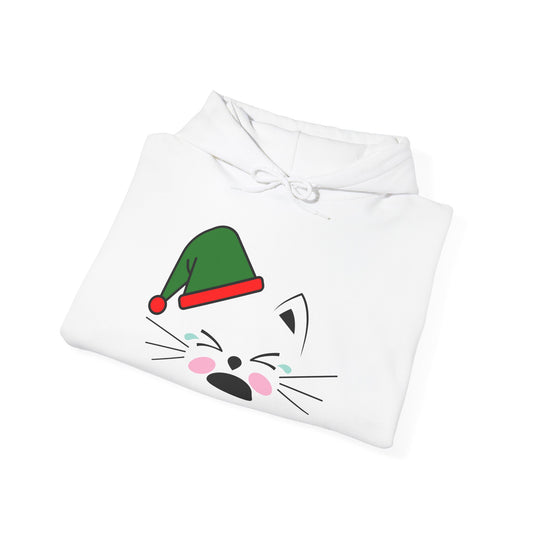 Elf Cat Christmas Hoodie – Cute Kawaii Cat Holiday Hooded Sweatshirt (Unisex)