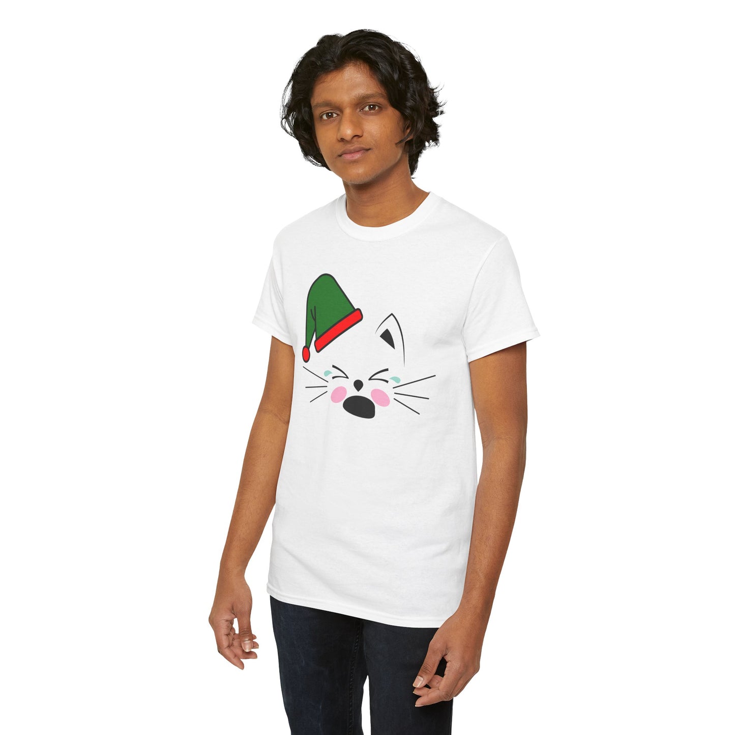 Elf Cat Christmas T-Shirt – Cute Kawaii Cat Holiday Tee (Unisex)