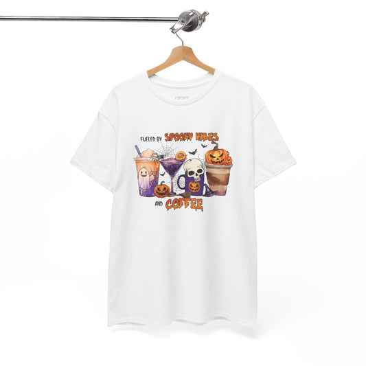 Fueled By Spooky Vibes And Coffee Unisex Heavy Cotton T-Shirt