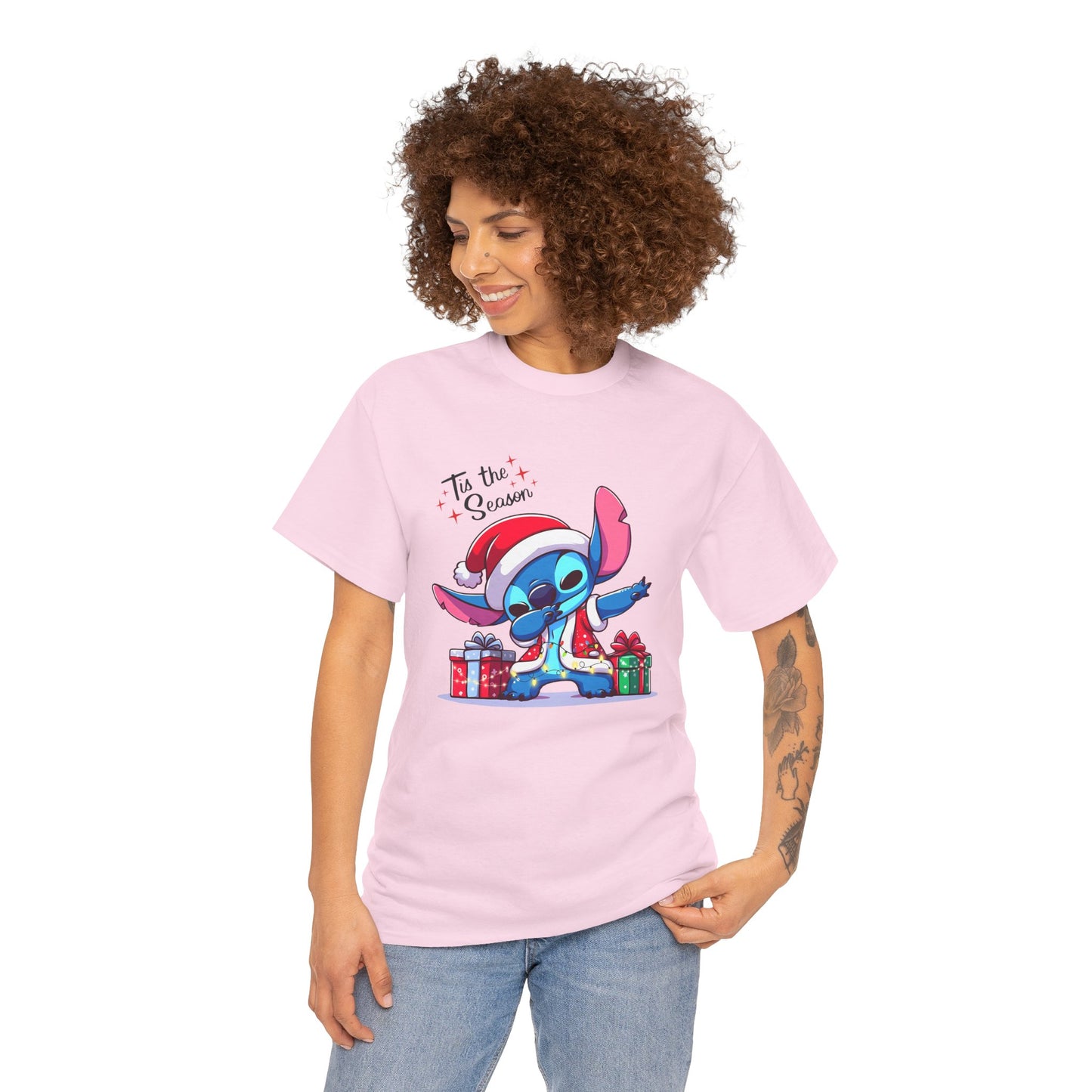 Tis the Season Blue Alien Christmas T-Shirt – Cute Holiday Unisex Heavy Cotton Tee
