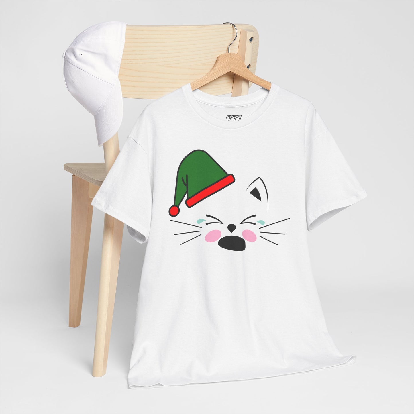 Elf Cat Christmas T-Shirt – Cute Kawaii Cat Holiday Tee (Unisex)