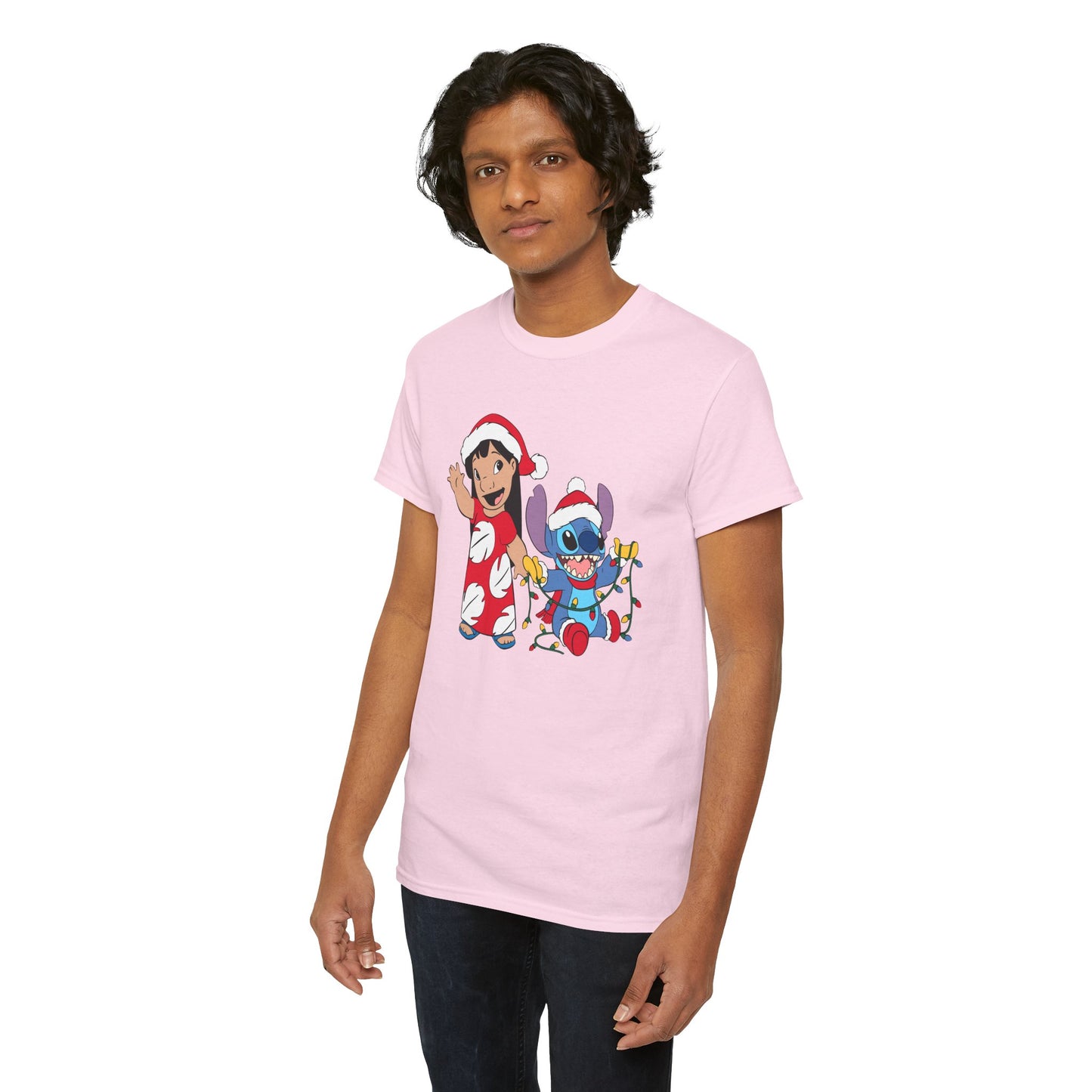Island Holiday Duo T-Shirt – Festive Blue Alien & Girl Graphic Tee
