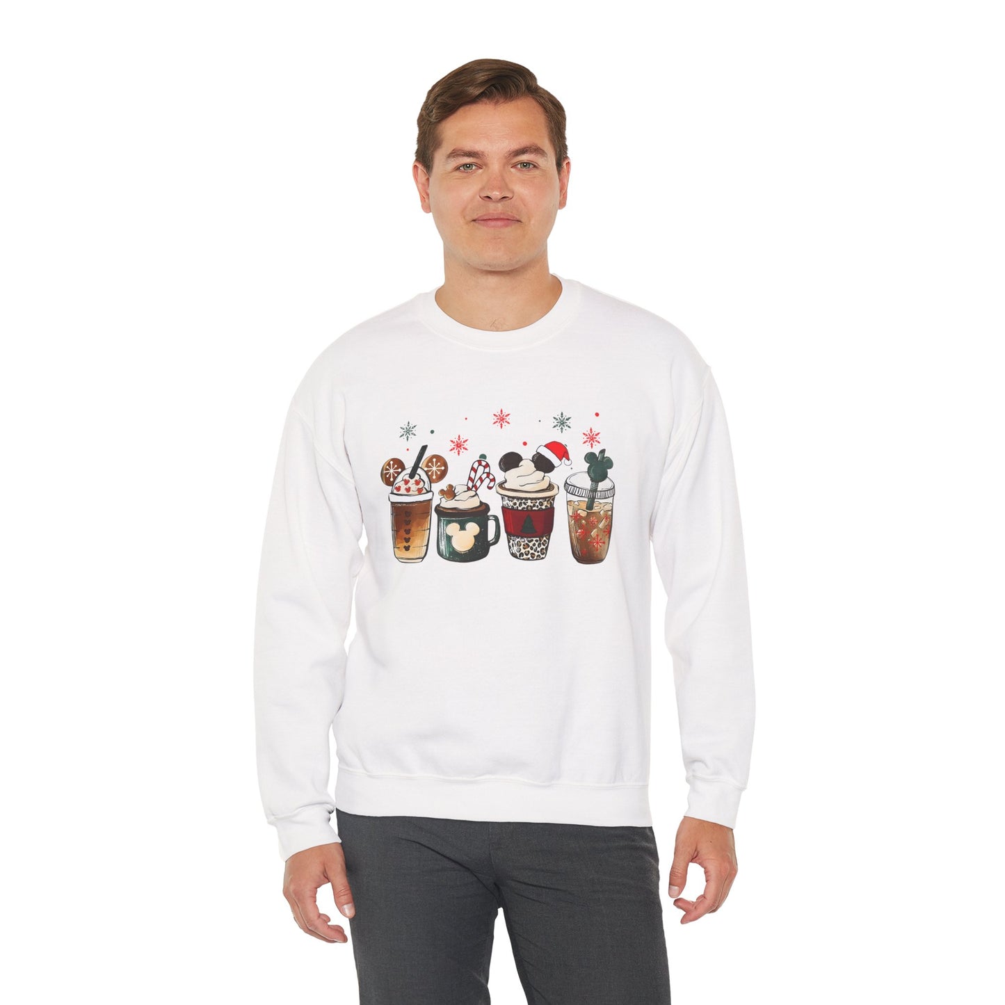 Christmas Coffee Lovers Crewneck – Cute Holiday Drink Art Sweatshirt (Unisex)