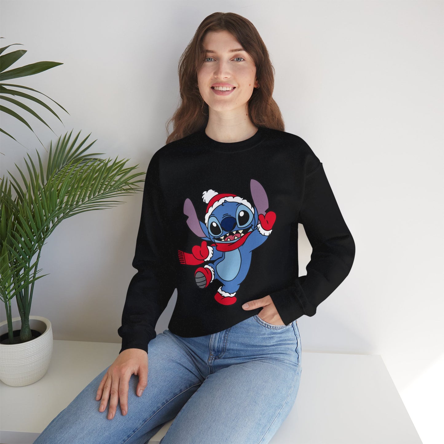 Festive Alien Christmas Crewneck – Cute Blue Alien Holiday Sweatshirt (Unisex)