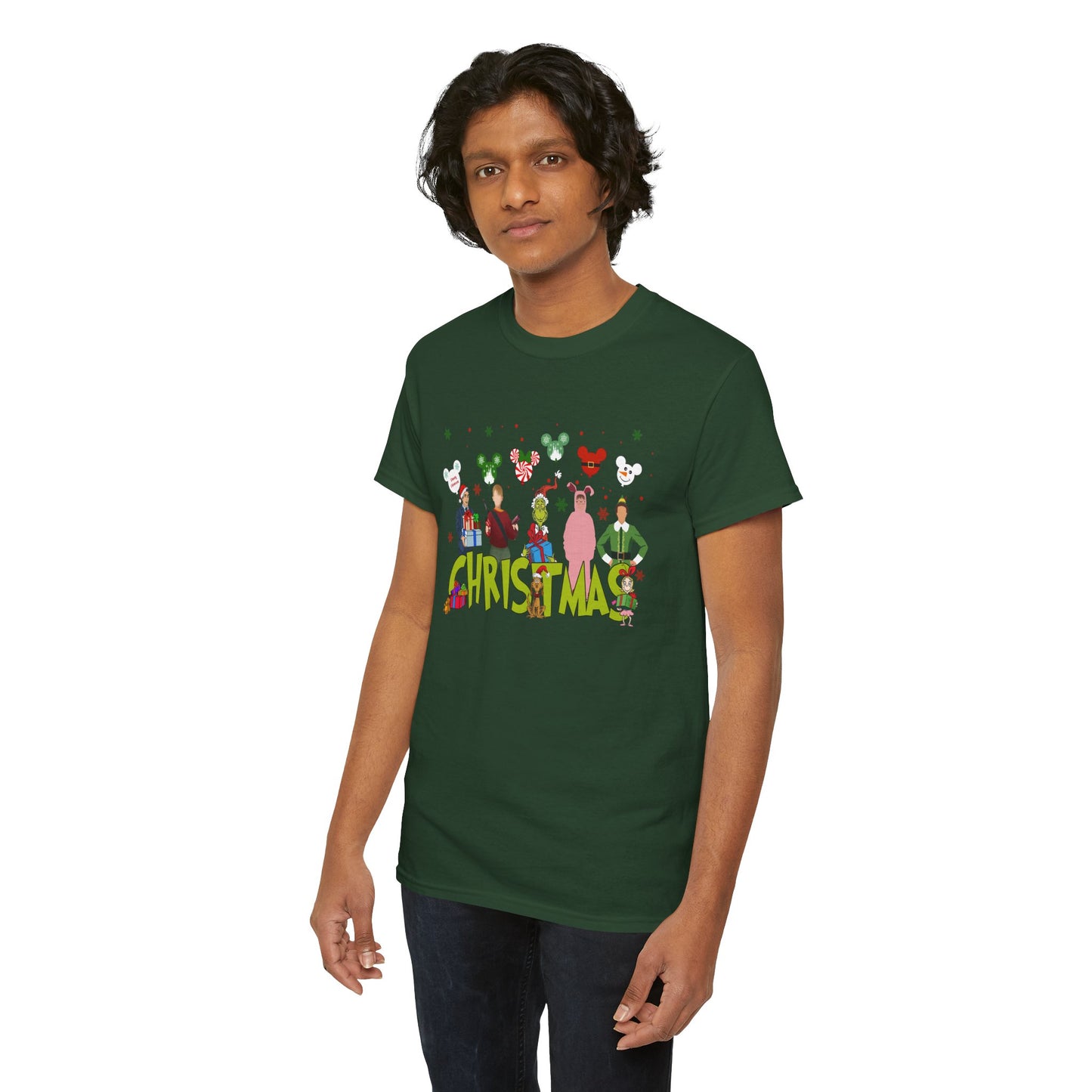 Christmas Character Squad Tee – Cute Festive Holiday Characters Unisex Heavy Cotton T-Shirt