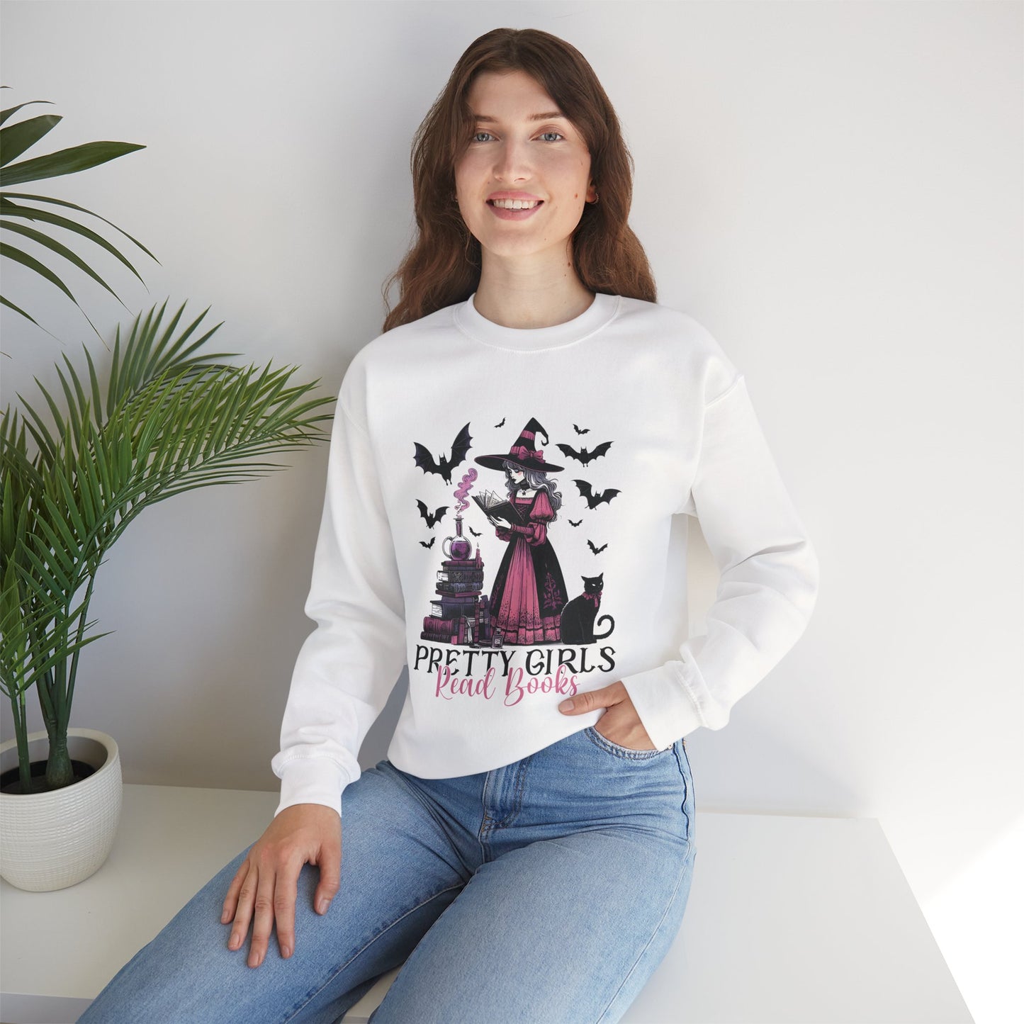 Pretty Girls Read Books Women's Heavy Blend Crewneck Sweatshirt