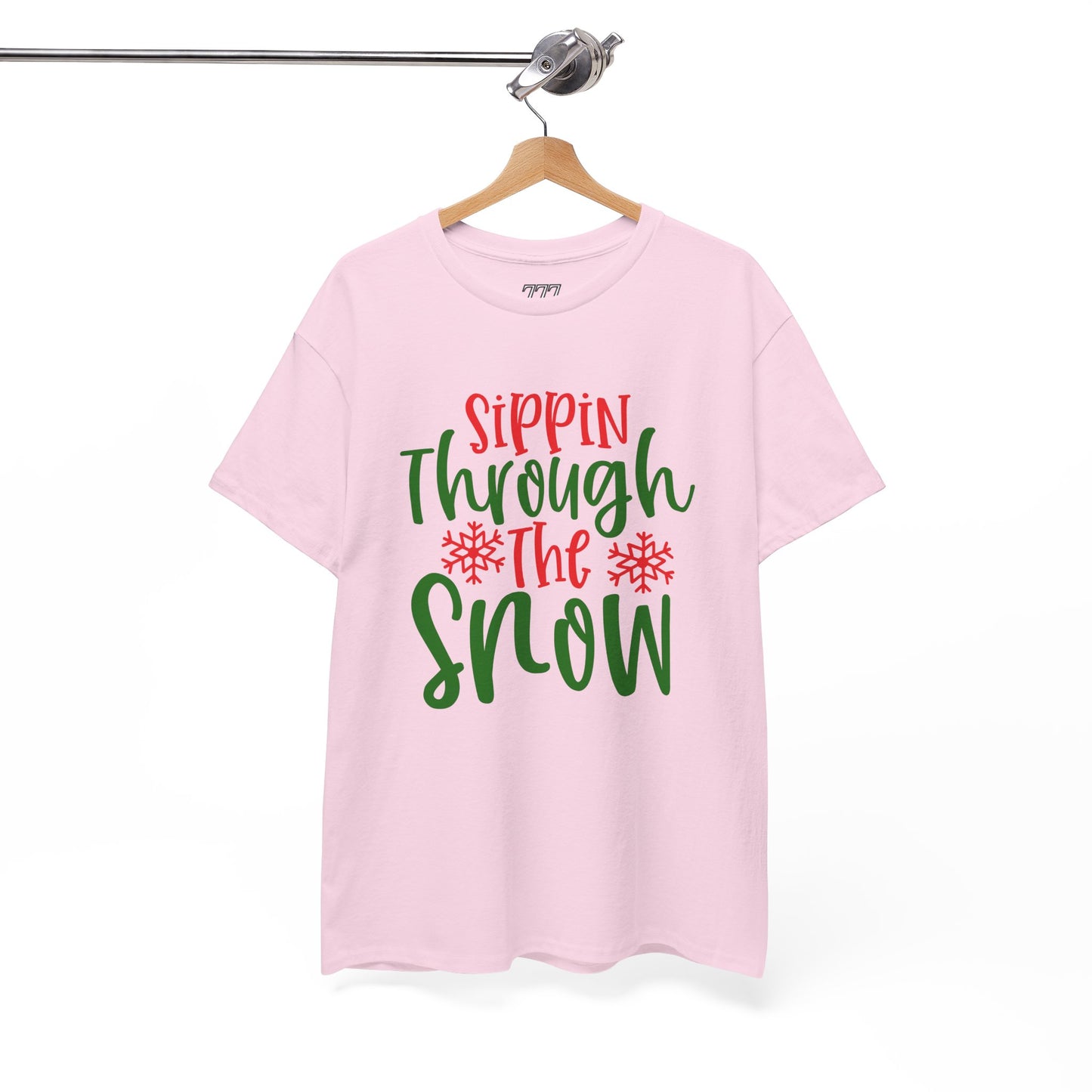 Sippin’ Through The Snow T-Shirt – Festive Holiday Beverage Unisex Heavy Cotton Tee