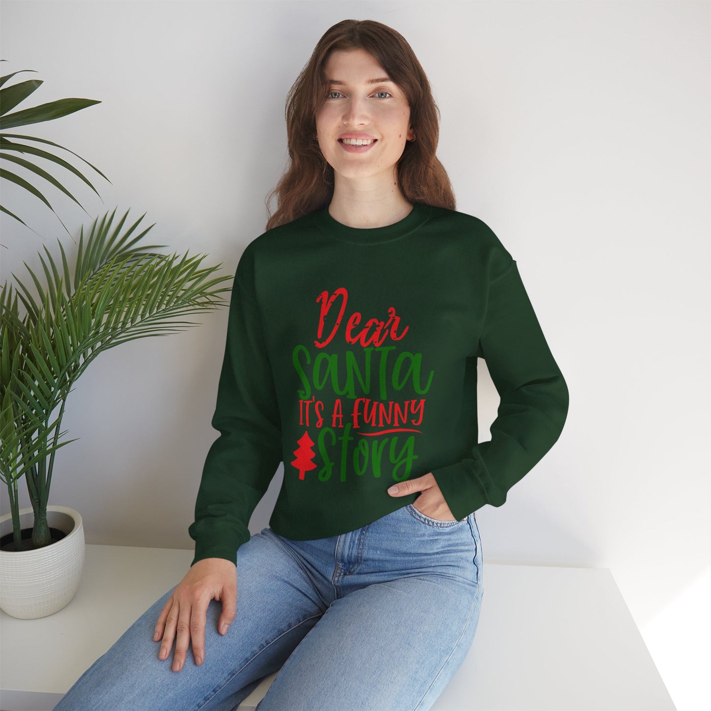 Dear Santa It’s a Long Story Christmas Crewneck – Funny Holiday Sweatshirt (Unisex)