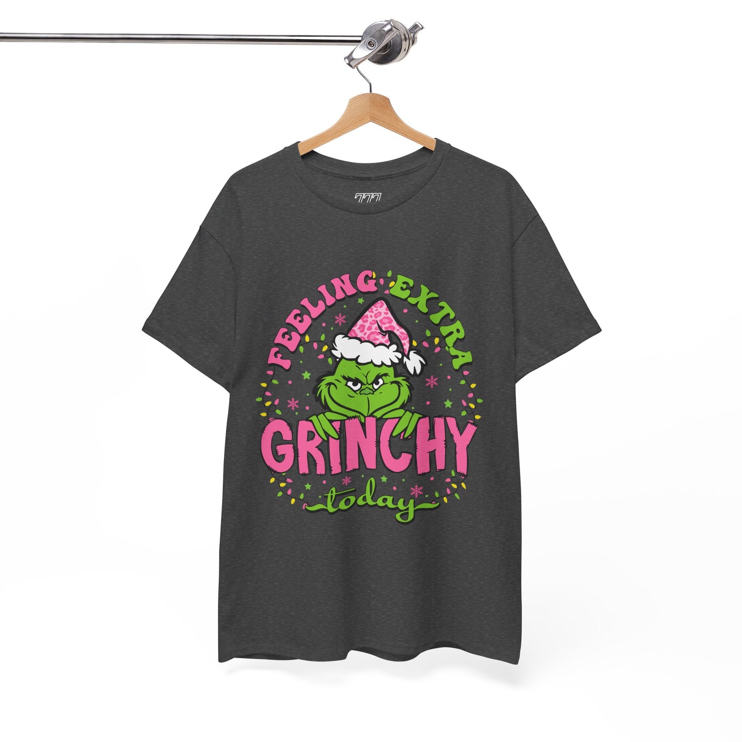 Feeling Extra Grinchy Today Funny Christmas Grinch-Inspired Holiday Tee – Pink Santa Festive Unisex Heavy Cotton T-Shirt