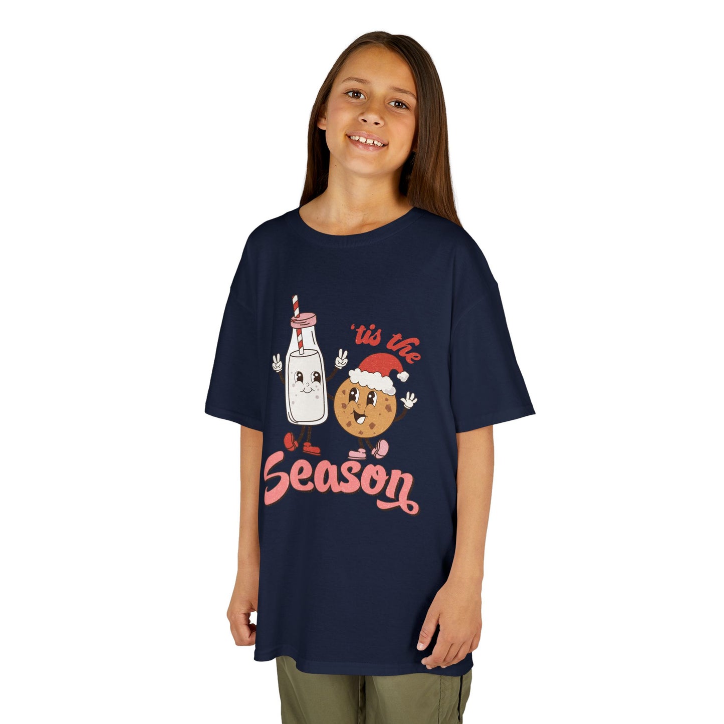 Tis The Season Kids Christmas T-Shirt – Cute Milk & Cookie Holiday Tee