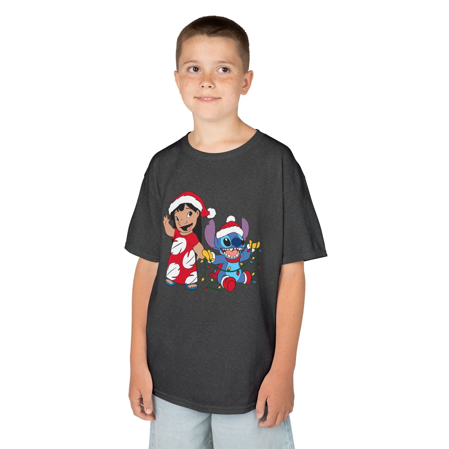 Island Holiday Duo Kids Christmas T-Shirt – Festive Blue Alien & Girl Holiday Tee