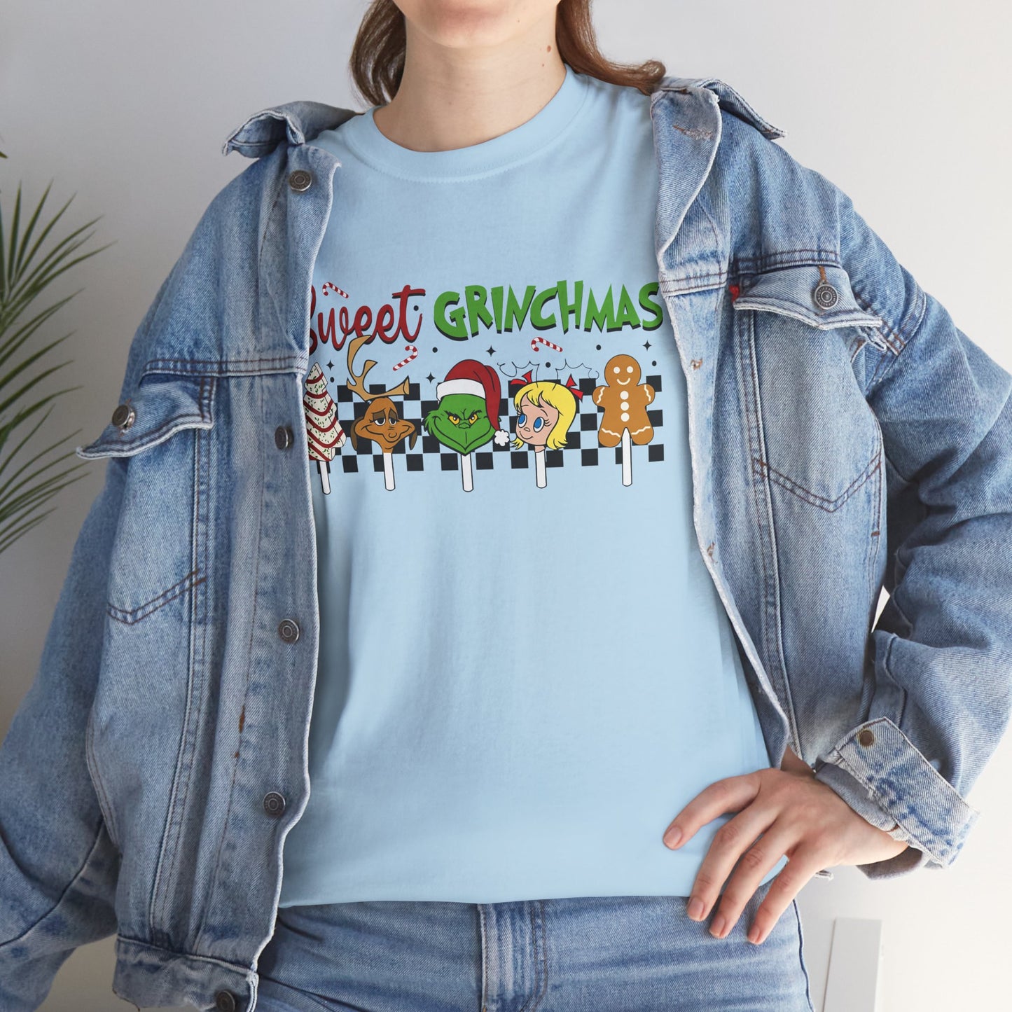 Sweet Grinchmas Candy Characters Funny Christmas Grinch-Inspired Holiday Tee – Festive Unisex Heavy Cotton T-Shirt