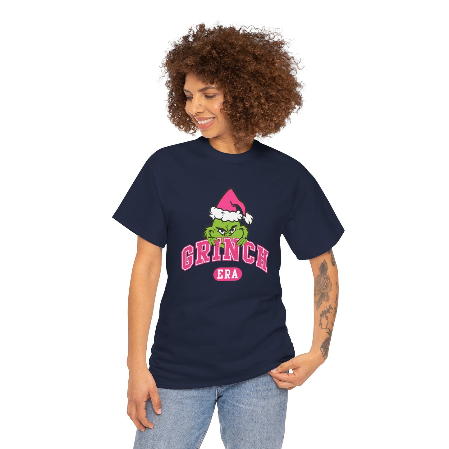 Grinch Era Christmas T-Shirt – Cute Pink Santa Grinch Graphic Tee (Unisex)