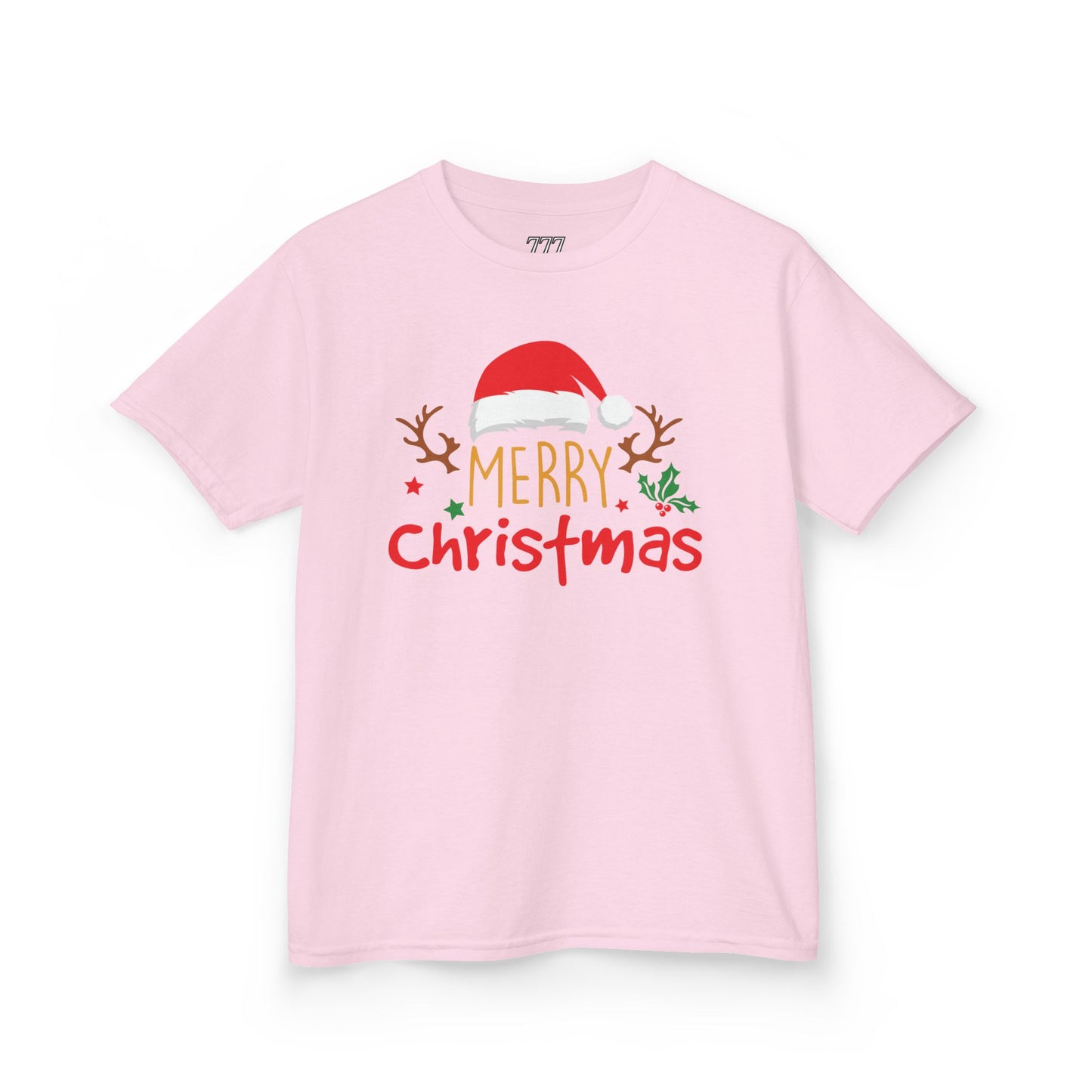 Merry Christmas Reindeer Kids T-Shirt – Cute Holiday Santa Hat Xmas Graphic Tee