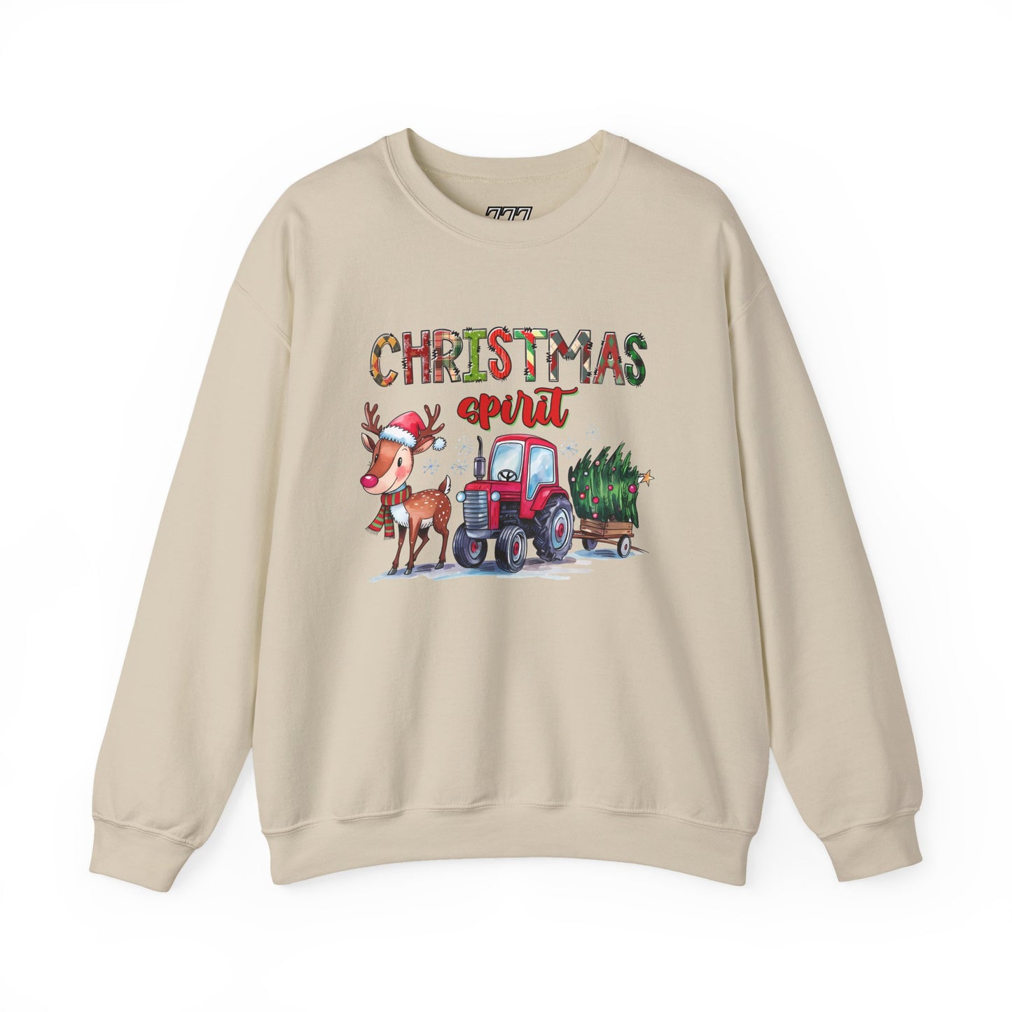 Christmas Spirit Unisex Heavy Blend Crewneck Sweatshirt – Cute Reindeer & Red Tractor Holiday Sweater