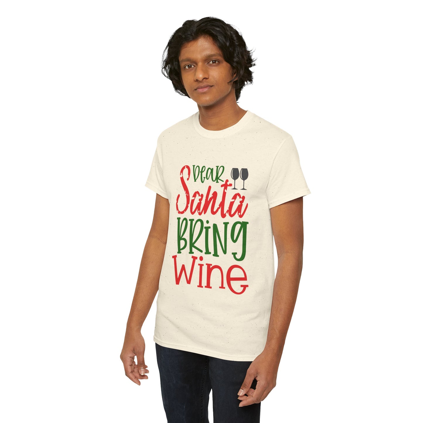 Dear Santa Bring Wine Christmas T-Shirt – Funny Holiday Wine Lover Tee (Unisex)