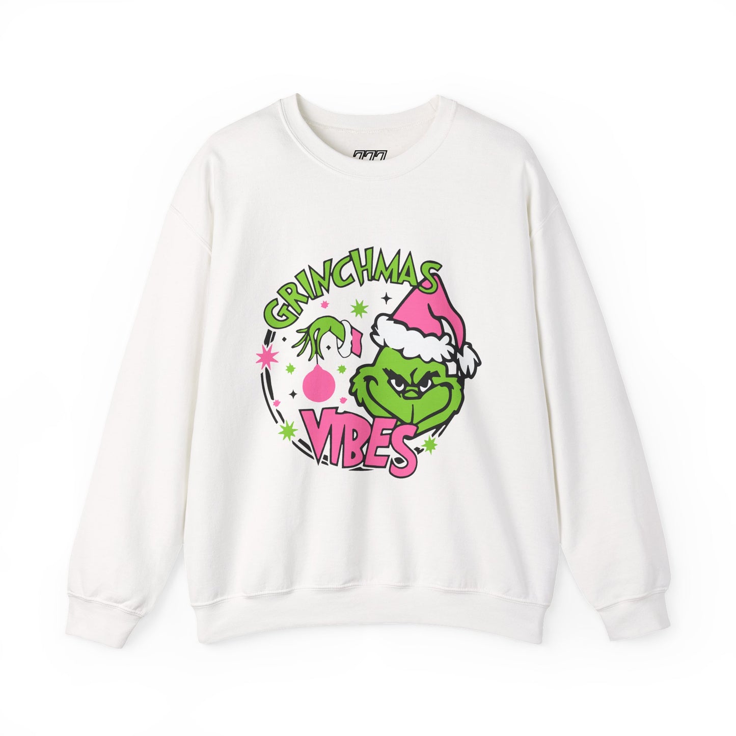 Grinchmas Vibes Funny Christmas Grinch-Inspired Holiday Sweatshirt – Pink Santa Festive Unisex Heavy Blend Crewneck
