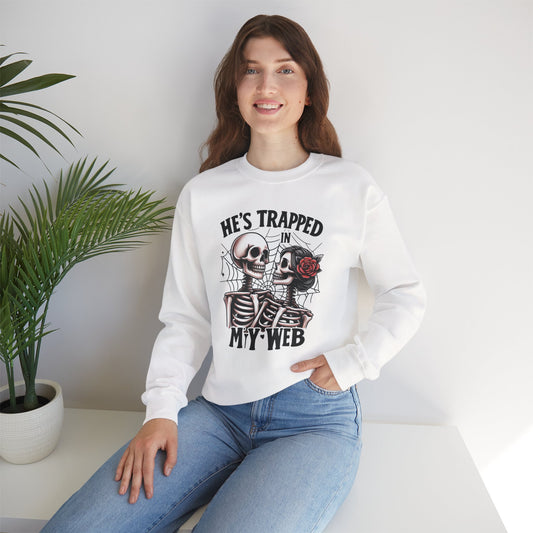 He's Trapped In My Web Women's Heavy Blend Crewneck Sweatshirt