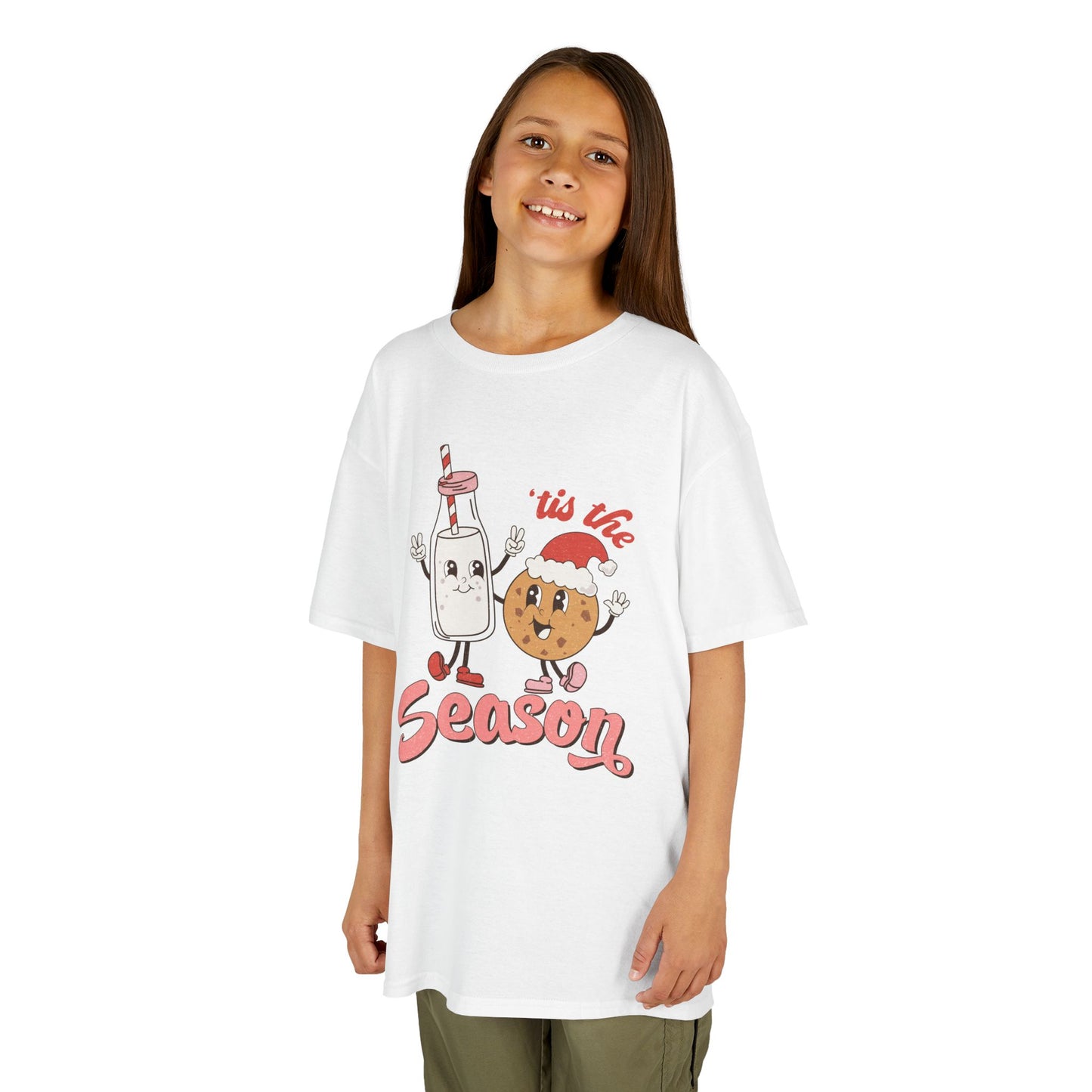Tis The Season Kids Christmas T-Shirt – Cute Milk & Cookie Holiday Tee