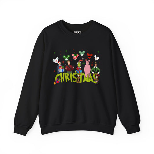Christmas Character Squad Sweatshirt – Cute Festive Holiday Characters Unisex Heavy Blend Crewneck