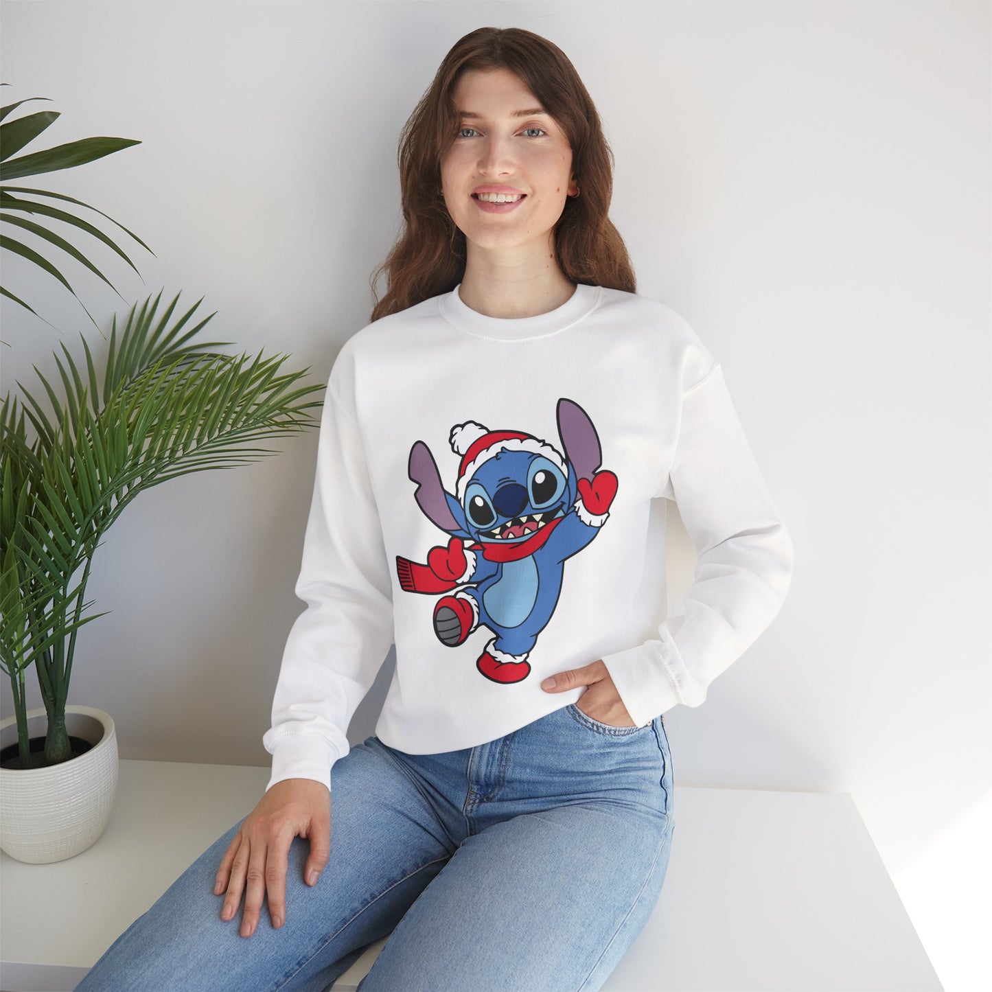 Festive Alien Christmas Crewneck – Cute Blue Alien Holiday Sweatshirt (Unisex)