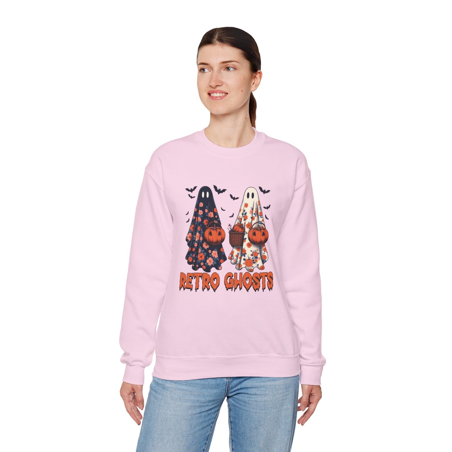 Retro Ghosts Unisex Heavy Blend Crewneck Sweatshirt