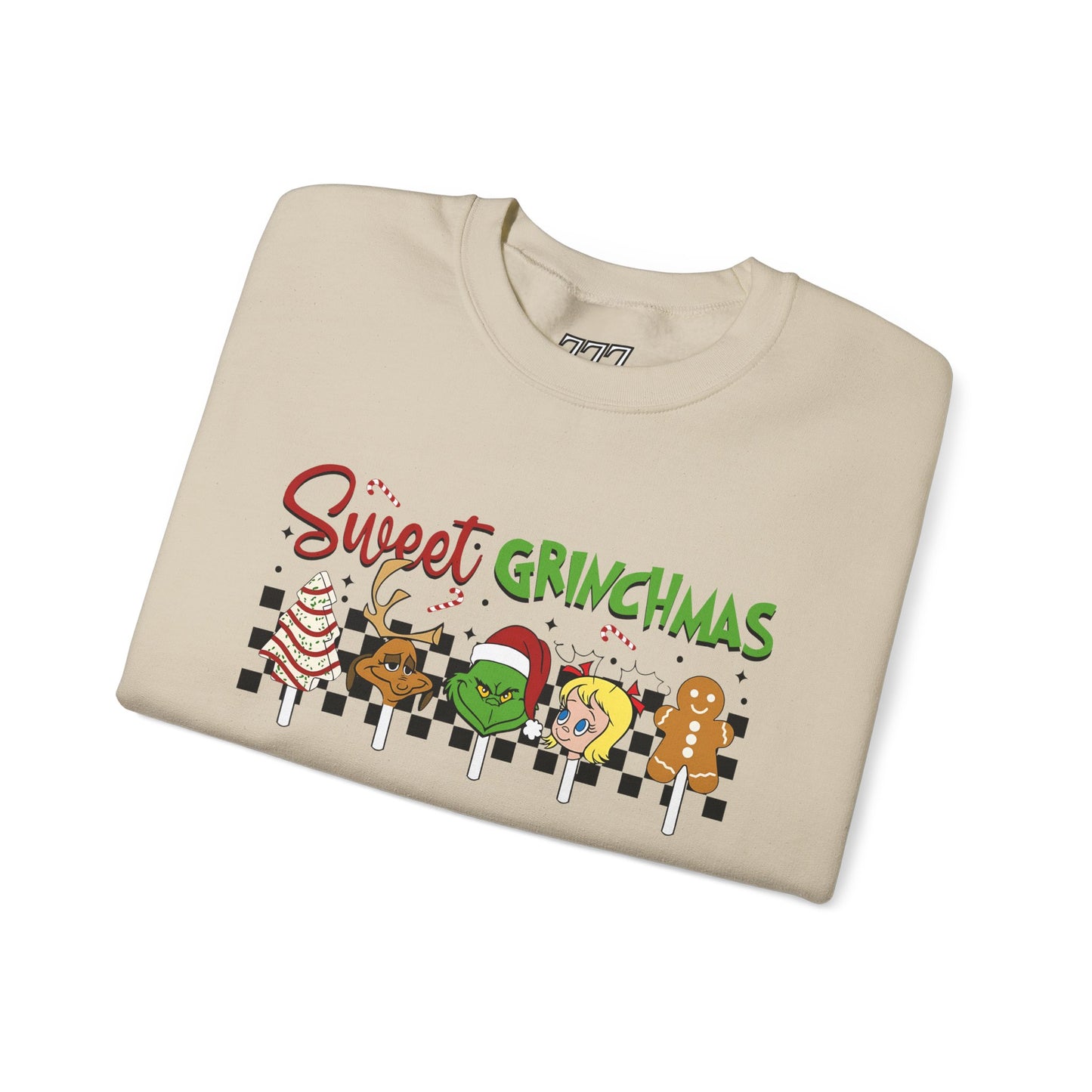 Sweet Grinchmas Candy Characters Funny Christmas Sweatshirt – Cute Holiday Treats Grinch-Inspired Unisex Heavy Blend Crewneck